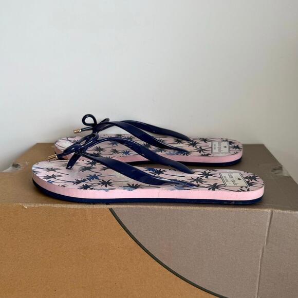 Kate Spade Pink/Blue Palm Trees Women Flip Flops-  W 7-8 - Picture 5 of 12